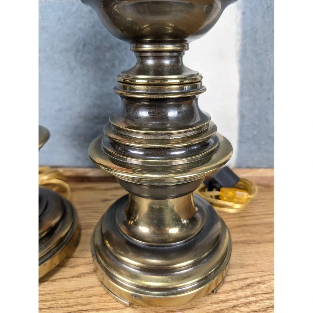Vintage Westwood Industries Brass Stiffel Style Table Lamps Pair Hollywood Glam
